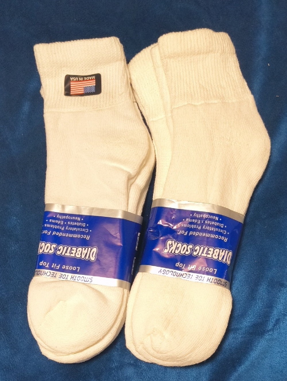 White Diabetic Crew Socks - Pack of 2     6 pair   Made in USA